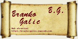 Branko Galić vizit kartica